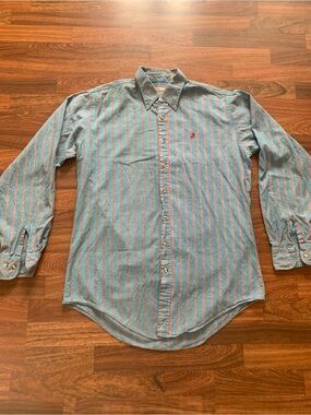 Boulevard Cotton Club Men’s Button Up Collar Striped Shirt Sz 16 Large Tall Man